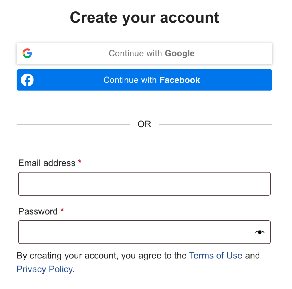 Create your account